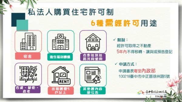 避免短期住宅炒作維護台中市居住權益 禁私法人買受超過四千萬住宅作為宿舍