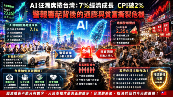 股市狂歡vs物價暗湧AI繁榮十字路口？ 台灣應該兼顧成長、公平、能源與和平