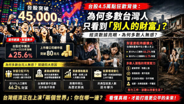 台股狂飆台灣兩種平行世界？ 為何未能照亮每一個台灣人？