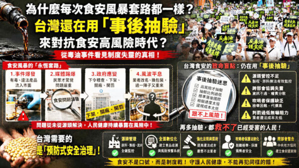 中聯致癌毒油風暴真正暴露的不只是中聯失職？  而是台灣食安治理系統破口與治理制度全面失靈