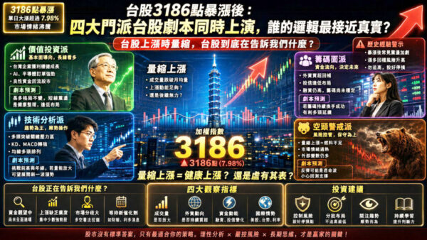 台股暴漲3186點高波動解析   四種劇本與真正該問的問題